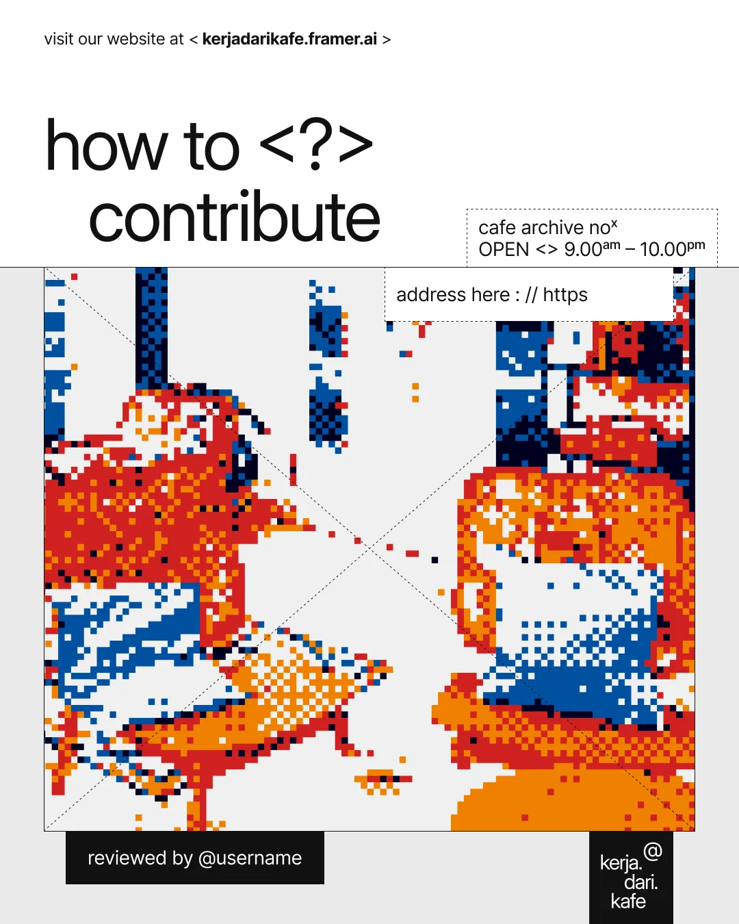 “How to contribute” poster for kerja.dari.kafe
